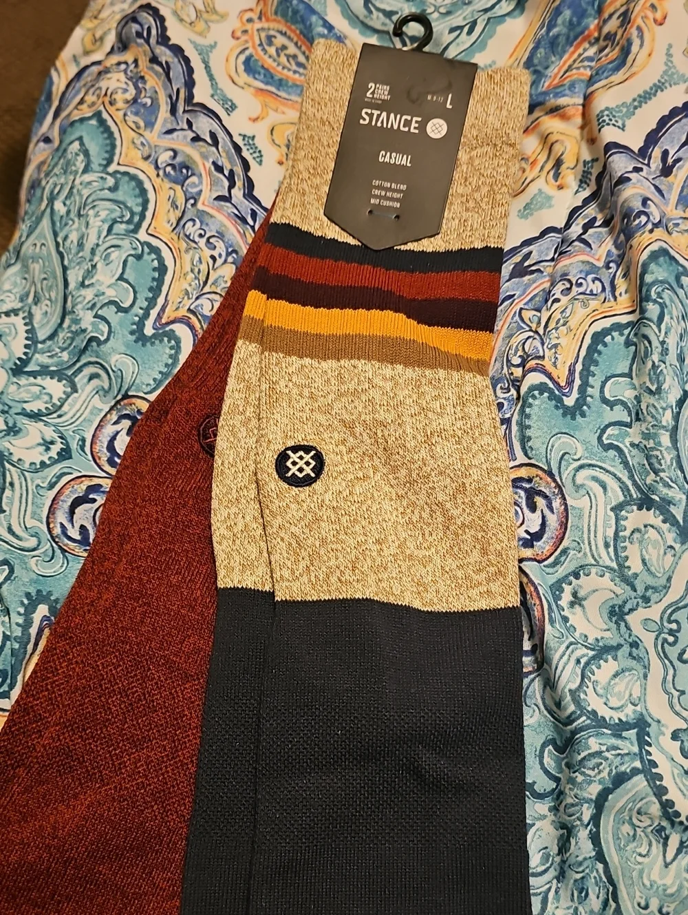 Stance Men's Colorblock Crew Sweater - Navy/Beige/Maroon/Gold